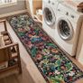 Runner Rug for Hallway ,Dark Blue Bird Washable Carpet for Kitchen with Non Slip Backing,Soft Low Pile Long Entryway Rug,Boho Animal Bedroom Floor Mat for Entrance Living Room Laundry Image 3