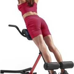 Foldable Hyperextension Roman Chair w/Back Extension, Home Gym Sit Up Bench for Glute & Ab Workouts, Optional Adjustment Incline & Multi-Function Heavy-Duty Exercise Equipment