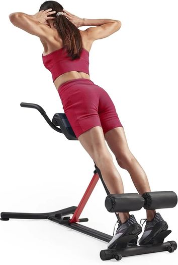 Foldable Hyperextension Roman Chair w/Back Extension, Home Gym Sit Up Bench for Glute & Ab Workouts, Optional Adjustment Incline & Multi-Function Heavy-Duty Exercise Equipment