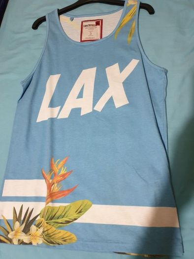 centered lax blue small medium tank top