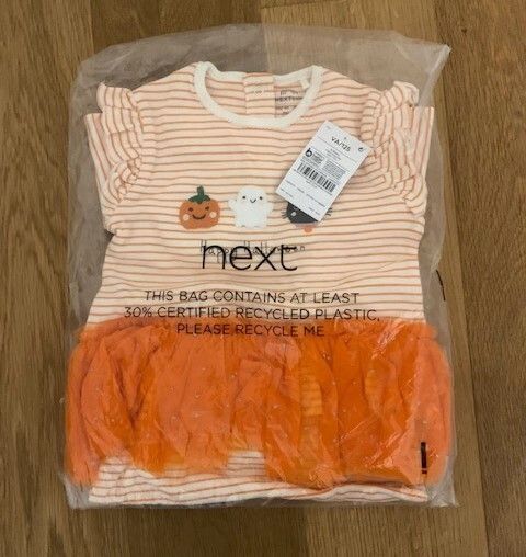 NEXT Sleepsuit Babygro Tutu Halloween Pumpkin Ghost Black Cat NEW