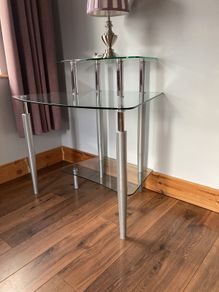 Three tier glass table