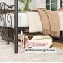 Double Canopy Bed Frame with Vintage Headboard & Footboard, Black 135x190cm Double Canopy Bed Frame, 4ft6 Heavy Duty Metal Bed, Heart Scroll Headboard & Footboard, Steel Slats for Bedrooms Image 2