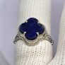 Lapis Lazuli Clover Leaf Ring in Platinum Overlay Sterling Silver 6.18 Ct. Image 10