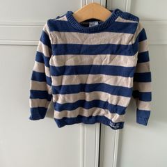 blue and tan striped jumper 12-18months