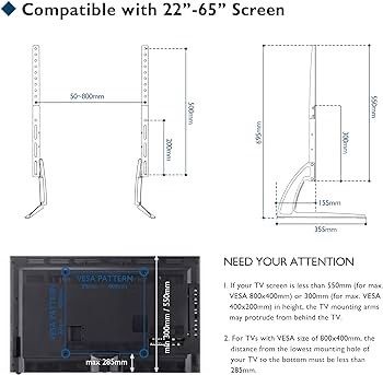 NEW SALE | Universal Table Desk Pedestal TV Stand Tabletop Screen Monitor Riser for 22"-65" LCD/LED TVs-Securely Holds 50KG & Max.VESA 800x400mm