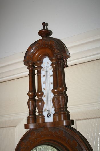 Vintage Barometer Thermometer Hand Carved Body Collectable 1950 Weather Checker L21"