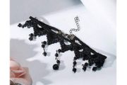 Goth Style Necklace with Black Beads