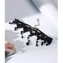 Goth Style Necklace with Black Beads