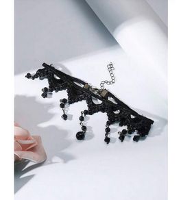 Goth Style Necklace with Black Beads