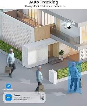 2K Security Camera Outdoor with Color Night Vision, 2 Pack Wired home security cameras support 24/7 Recording, Auto tracking CCTV camera systems with Voice Changer, 2 Way Audio