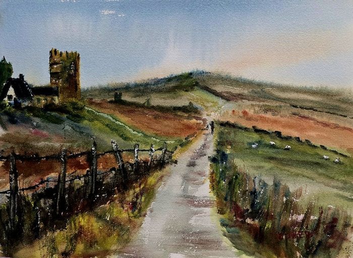 renvyle castle Connemara watercolour