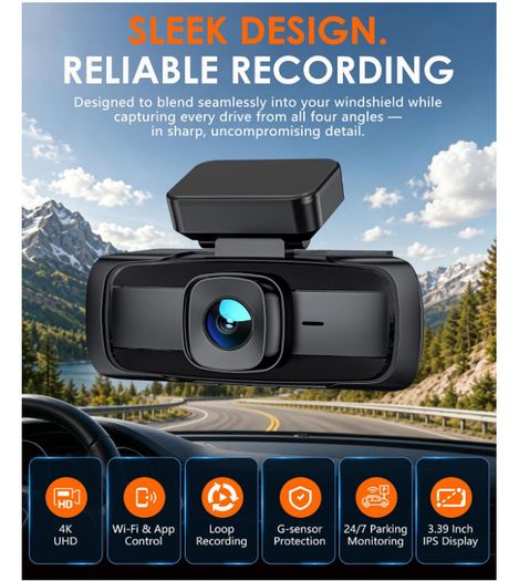 iZEEKER iD340 4-Channel Dash Cam, 4K