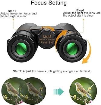 High Power Binoculars, Kylietech 12x42 Binocular for Adults with BAK4 Prism, FMC Lens, Fogproof & Waterproof Great for Bird Watching Travel Stargazing Hunting Concerts (Smartphone Adapter Included)