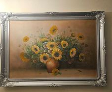 C. Benolt, flowers , original on canvas , signed..