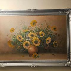 C. Benolt, flowers , original on canvas , signed..