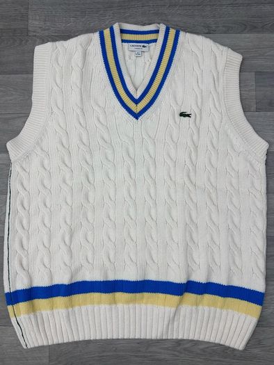 Lacoste Cable Knit Cricket Tennis Heavyweight Sleeveless Jumper Vest Mens XXL