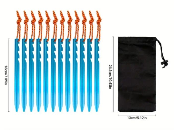 Tent pegs. Pack of 10. Blue colour