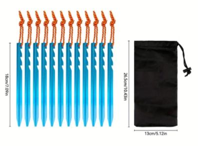 Tent pegs. Pack of 10. Blue colour