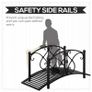 102L x 48W x 49H Classic Metal Garden Bridge with Safety Railings Arc Footbridge Decorative Pond Bridge for Backyard Creek Stream, Black Image 2
