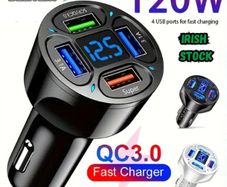 120W Fast Car Charging 4 Usb Digital Display 4-in-1 PD Mobile Phone Charging