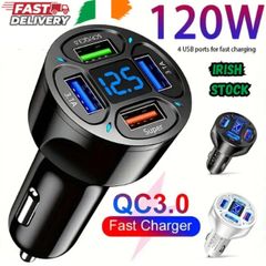 120W Fast Car Charging 4 Usb Digital Display 4-in-1 PD Mobile Phone Charging