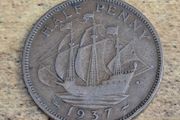 Great Britain UK 1937 Half Penny George VI Coin - free standard postage
