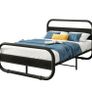Double Size Bed Frame with Headboard,Oval-Shaped Platform Bed with Under-Bed Image 2
