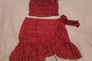 Smocked Crop Top and Mini Wrap Skirt Set