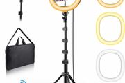 10.2 inch Selfie Ring Light with Stand and Phone Holder, Portable and Detachable LED Ring Light, 3 Color Modes, Bluetooth Control, 63 inch Height, Ring Light with Carrying Bag