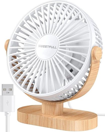 Desk Fan, Small USB Desk Fan Silent, 3 Speeds Portable Personal Desktop Fan, Dual 360 Degree Adjustment Mini Fan, Quiet Operation for Home,Office,School and Outdoor