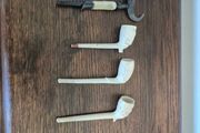 Antique Victorian/Edwardian Pipes Set - 19th Century Folk Art &amp; Clay Displays Unsmoked Dead Stock