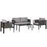 4 Piece Metal Garden Furniture Set - Includes Tempered Glass Coffee Table, Texteline Pocket, Outdoor Patio Set with Loveseat, Single Armchairs and Padded Cushions, Light Grey Image 2