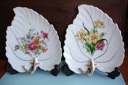 Two Vintage Trinket Dish  Leaf  Shape Plates  Japan ca 1900s