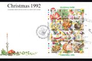 1992 Guernsey Christmas "Seasonal Fayre" Sheet Commemorative Stamps Official First Day Cover (FDC)