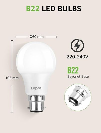 Bayonet Light Bulbs 60W Equivalent, Warm White 2700K, 8.5W 806lm LED Bayonet Bulb, B22 LED Bulbs, BC Energy Saving Lightbulbs Bayonet, Non-dimmable, Pack of 12