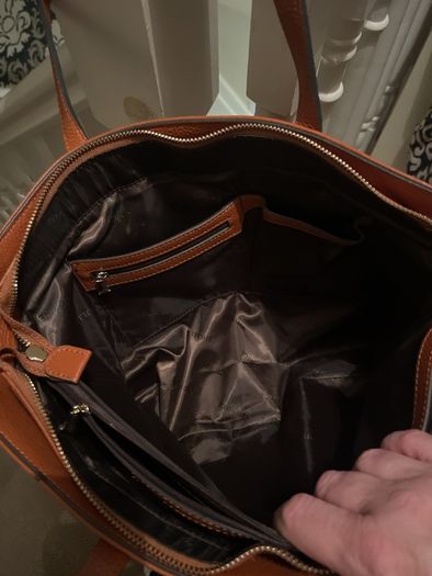 brown leather bag