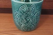 Lovely Vintage Retro 70's Jade Green Ceramic Lidded Mustard Pot or Conserve Pot made by St. Michael's House in Dublin