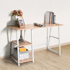 White Minimalistic Office Desk With Shelving