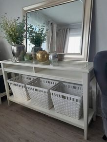 Ikea Liatorp Console table with glass insert on the top 133cm W x 36 cm D x 75cm H