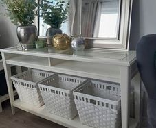 Ikea Liatorp Console table with glass insert on the top 133cm W x 36 cm D x 75cm H