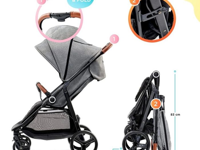 Lightweight Stroller Grande, Stylish Pushchair, Baby Buggy, Foldable, Lying Position, Big Ajustable Hood, with Accessories, Rain Cover, Footmuff, from Birth to 3 Years (FREE POSTAGE)