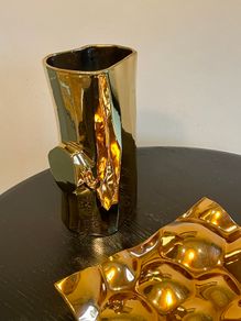 Polspotten Gold Log Porcelain Vase, Netherlands