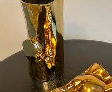 Polspotten Gold Trunk Porcelain Vase, Dutch Designer Handmade