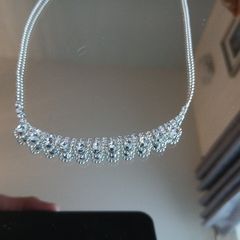 Ladies diamonte costume silver chain