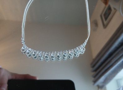 Ladies diamonte costume silver chain