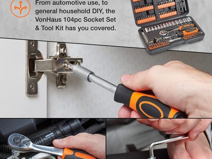Socket Set Socket Set Comprising: Extension Bar, Coupler, Ratchet and Socket Wrench Set and Screwdriver Bit Sets with Carry Case 130 Piece Ratchet Set with Screwdriver Bits (FREE POSTAGE)