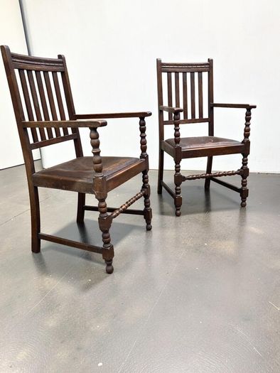 Antique Carver Chairs x 2 - Oak