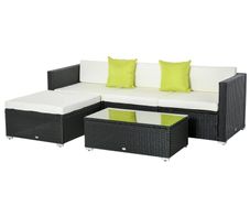 5 Pcs Rattan Sofa Set-black (free Postage)
