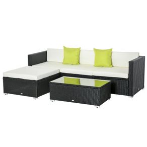5 Pcs Rattan Sofa Set-black (free Postage)